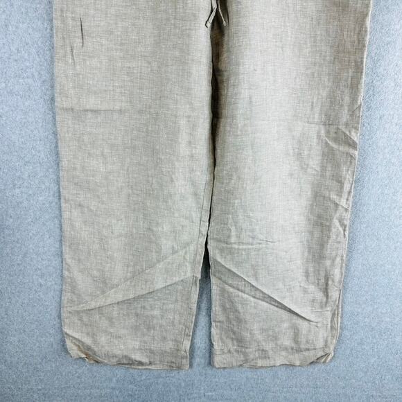 Tommy Bahama Womans Sz Large Pants Wide Leg 100% Linen Pockets Pull On Tan - Picture 3 of 9